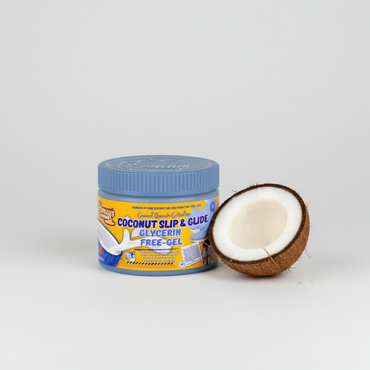 Coconut Slip & Glide glycerin-free gel with nourishing coconut oil benefits for hair hydration and shine