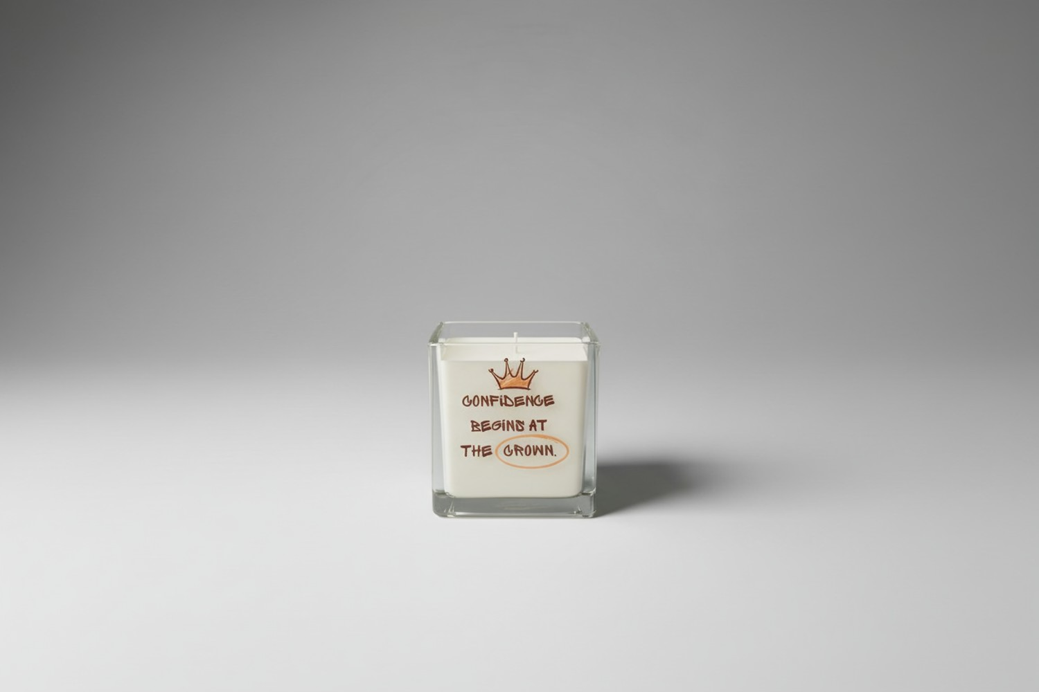 Hand-poured Crown Candle with single wick, coconut wax blend, and floral scent