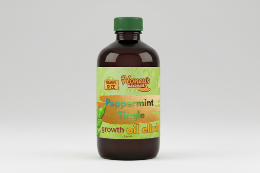 Peppermint Tinge Growth Serum 60ml dropper bottle with peppermint oil and biotin for hair growth and scalp health