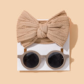 Newborn Baby Headband For Girls Elastic Knit With Sunglasses Children Turban Soft Kids Bow Headwear Hair Accessories